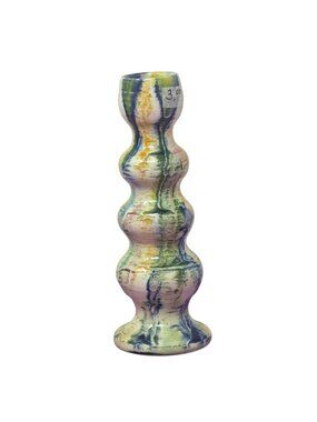 Vintage West Germany Style Pottery Vase 6" MCM Drip Glaze Multicolor Bud Vase